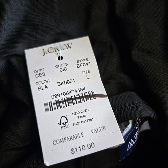 J Crew Black Scalloped One Piece Swimsuit Medium NWT Deep V Retro Classic - Picture 7 of 11